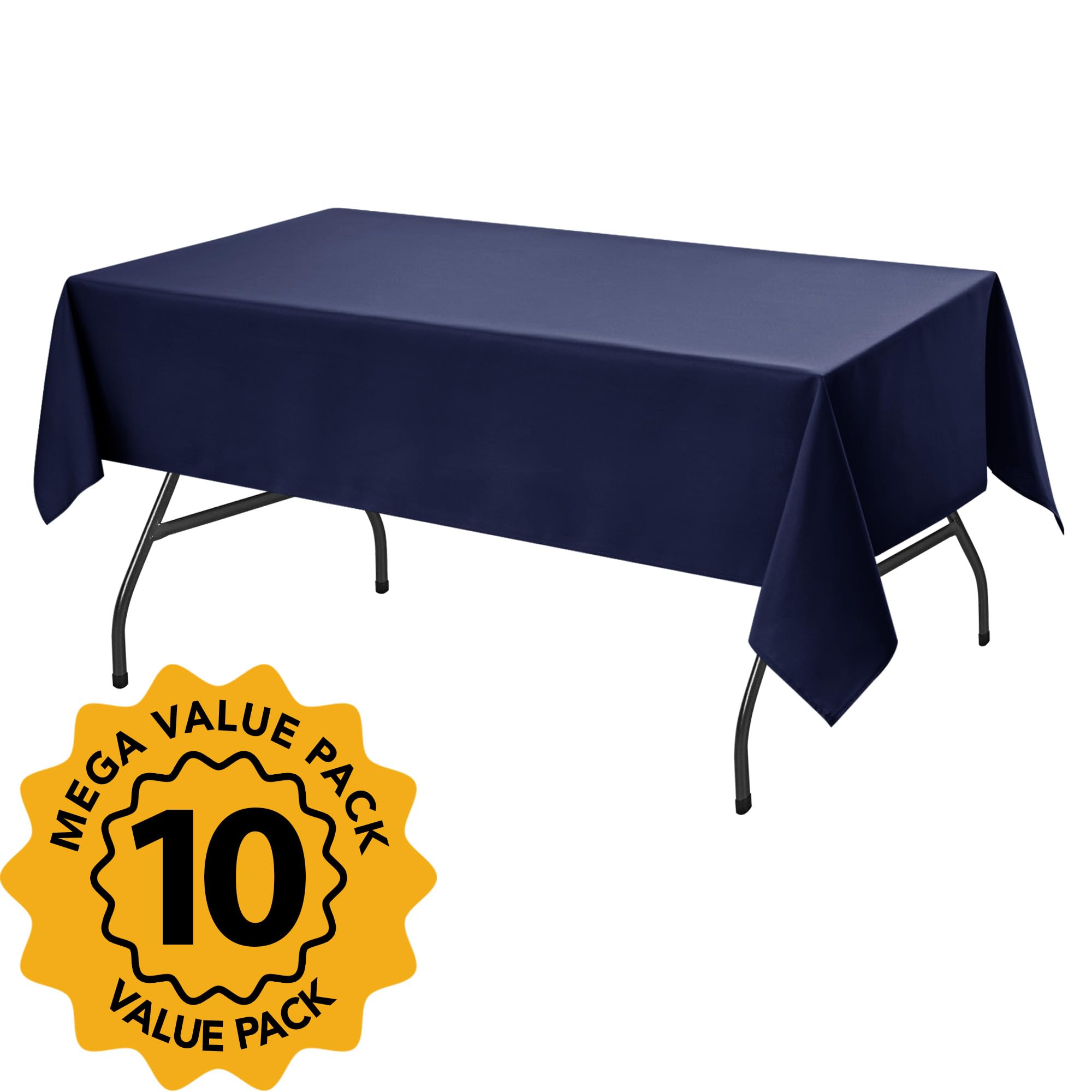 Dailyset navy tablecloth draped over wedding table for an elegant, seamless look.