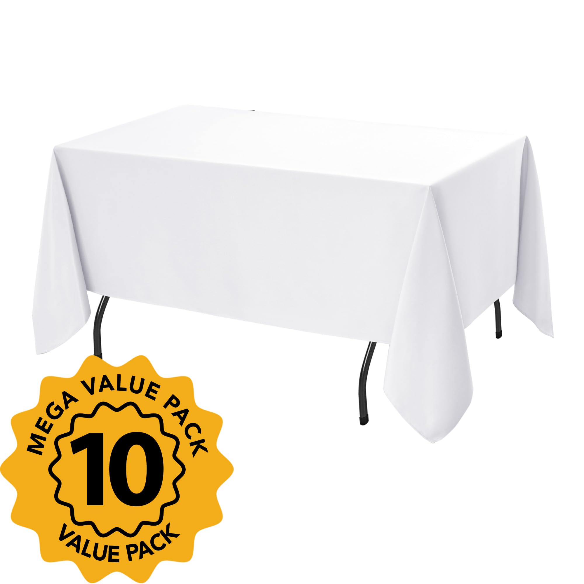 Dailyset stain-resistant polyester keeps spills at bay on white rectangle tablecloths