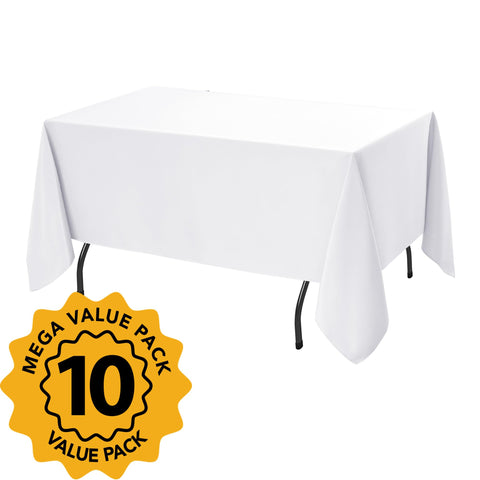 Dailyset stain-resistant polyester keeps spills at bay on white rectangle tablecloths
