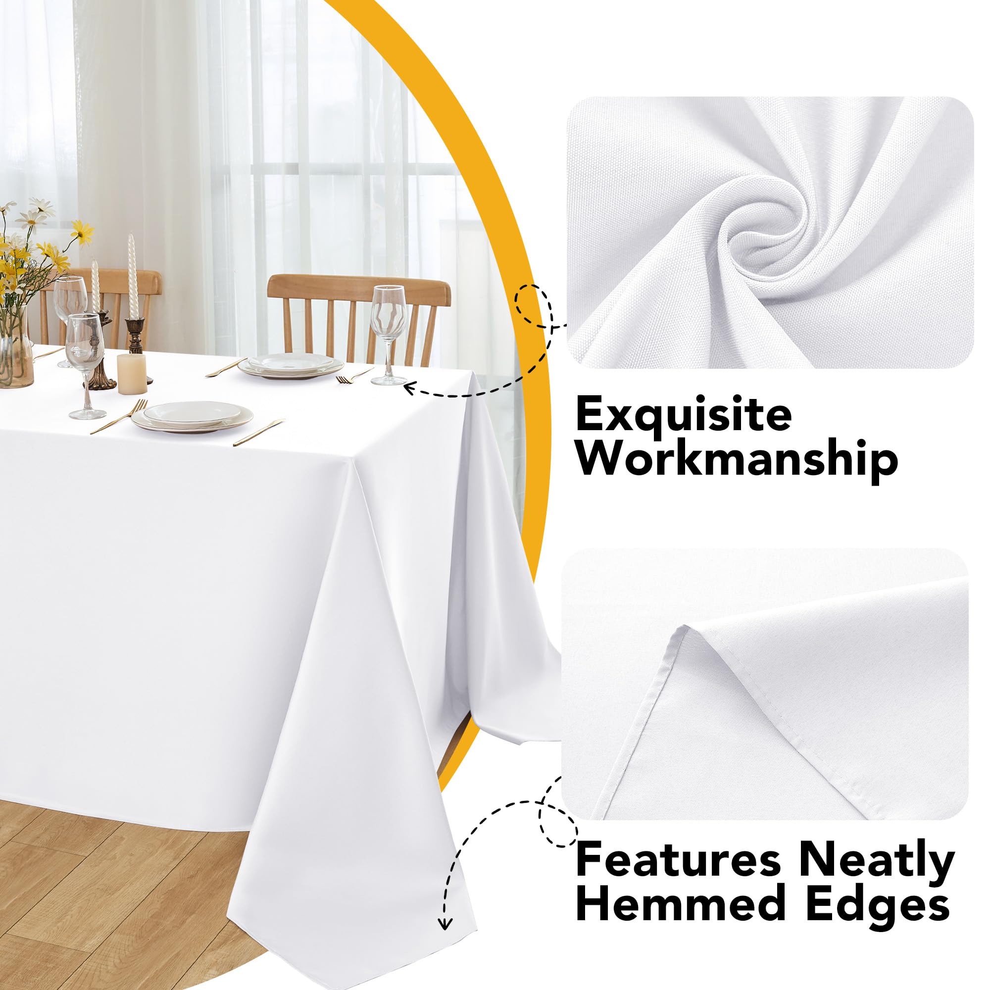 Dailyset washable tablecloths white 60x120 inches ready for repeated events