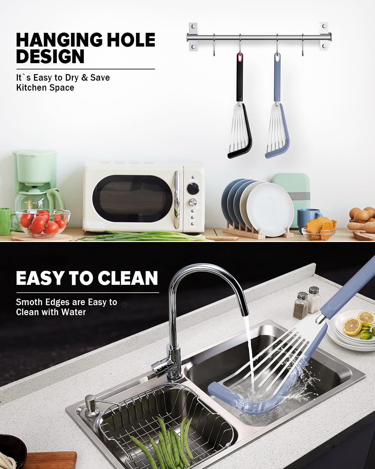 DaiRen Kitchen шпатула с дупка за закачане за лесно съхранение.
