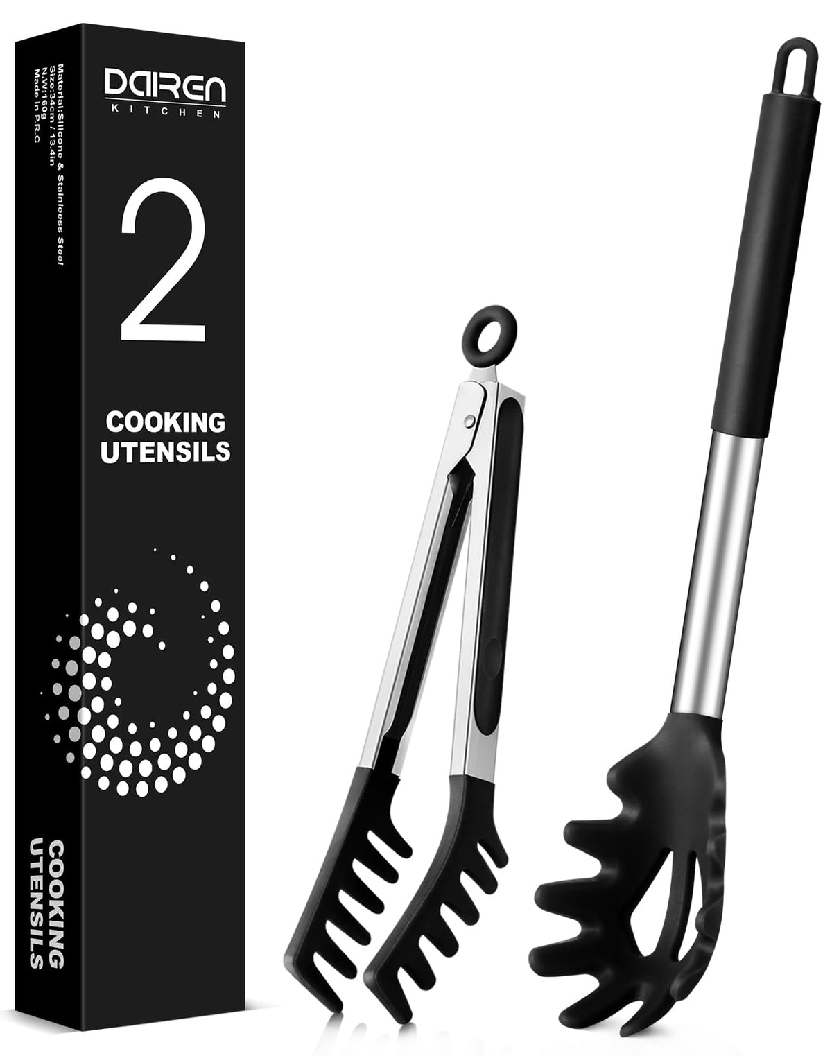 DaiRen Kitchen spaghetti spoon with nonstick silicone teeth for precise pasta pickup.
