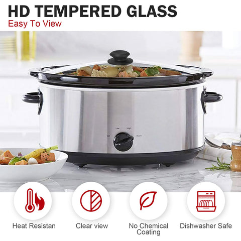 Dairrr Fuuu oval glass lid is an easy replacement part for compatible 8-quart cookers.