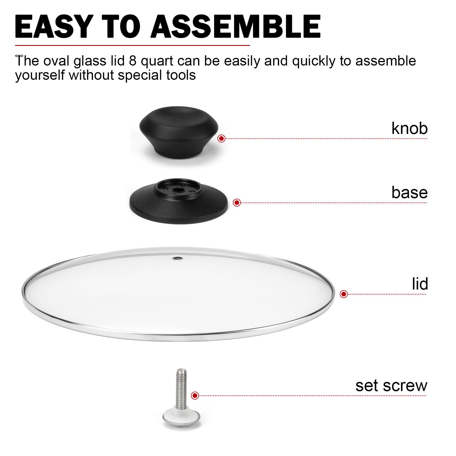 Dairrr Fuuu oval glass lid seals in moisture for steady simmering.