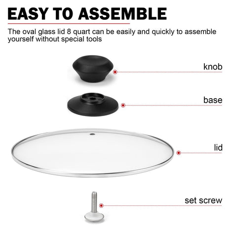 Dairrr Fuuu oval glass lid seals in moisture for steady simmering.