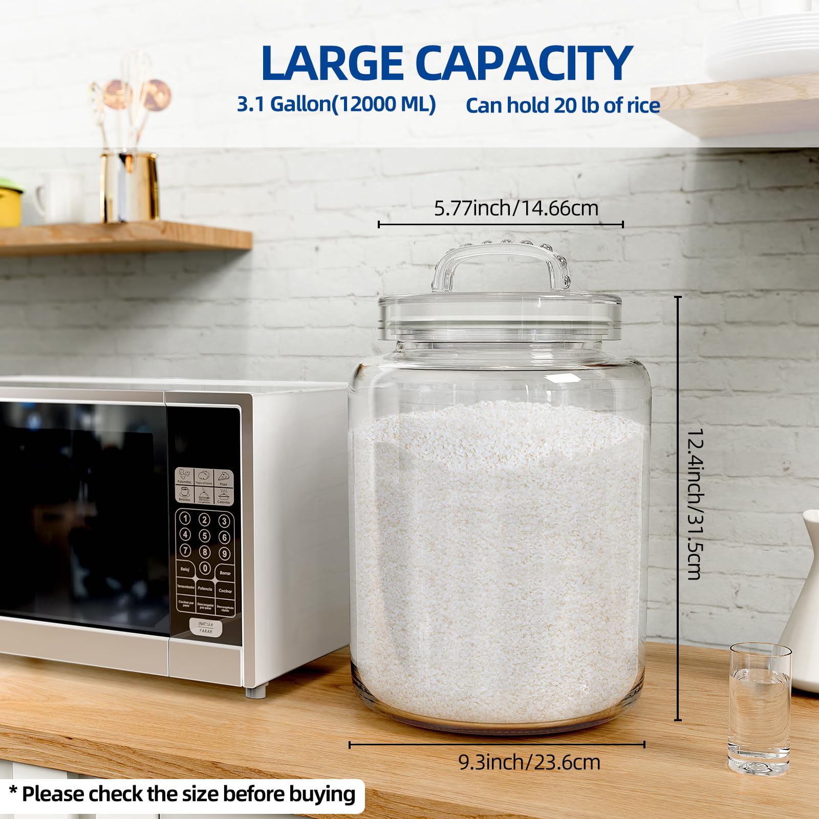 Daitouge clear glass storage canister shows contents for quick inventory.