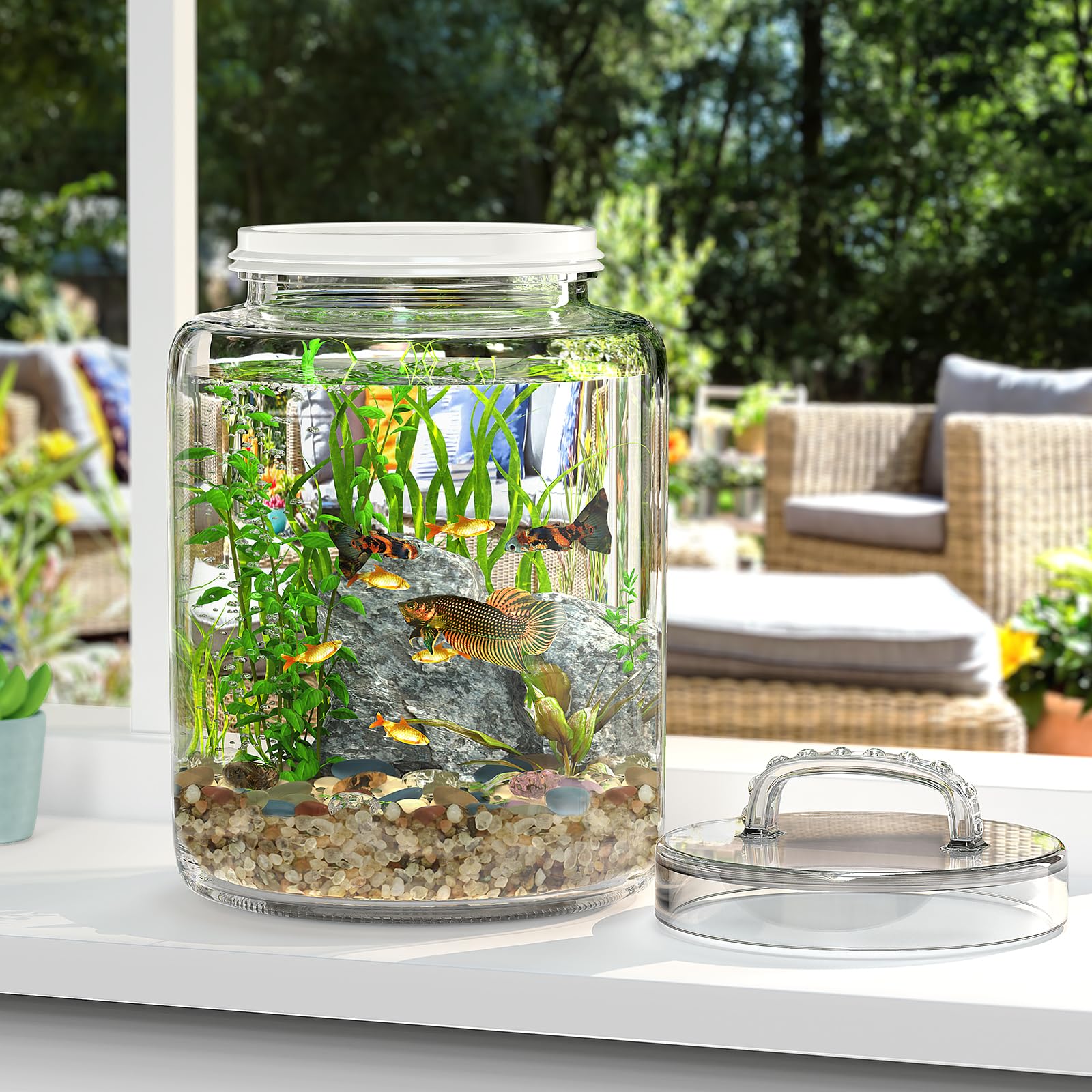 Daitouge large cookie jar keeps cookies fresh and visible.