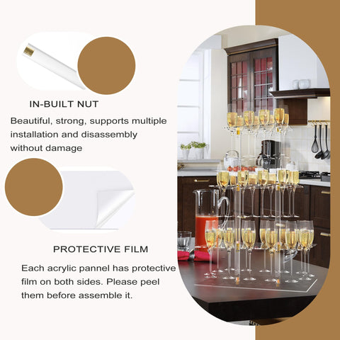 DaJi-U crystal acrylic champagne tower creates a floating, elegant display
