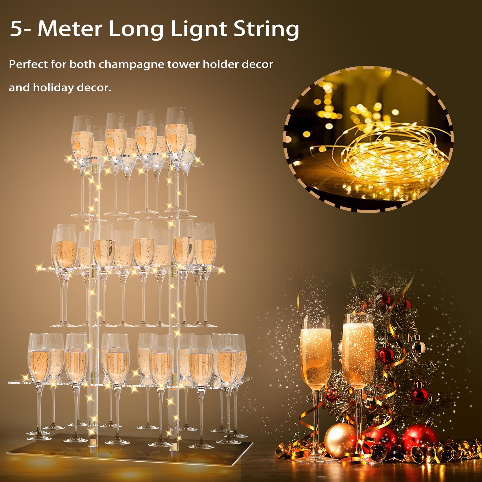 DaJi-U LED light champagne wall holder adds subtle illumination for party ambiance