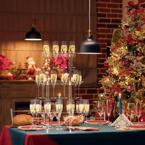 DaJi-U versatile three-tier setup adapts to standard champagne glass sizes