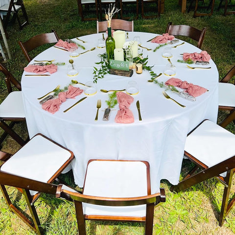 DAKKIONY outdoor picnic tablecloth 120 inch white on table
