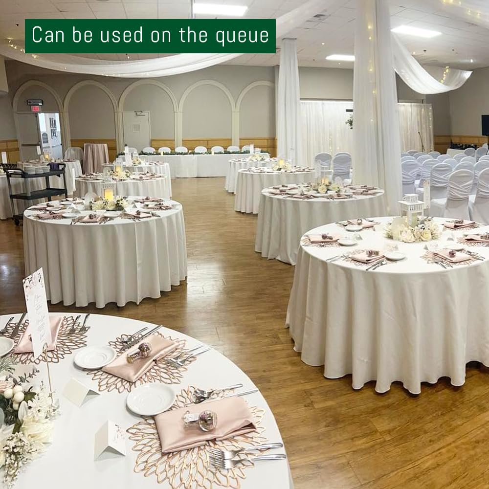 DAKKIONY wedding and dining tablecloth 120 inch white in use