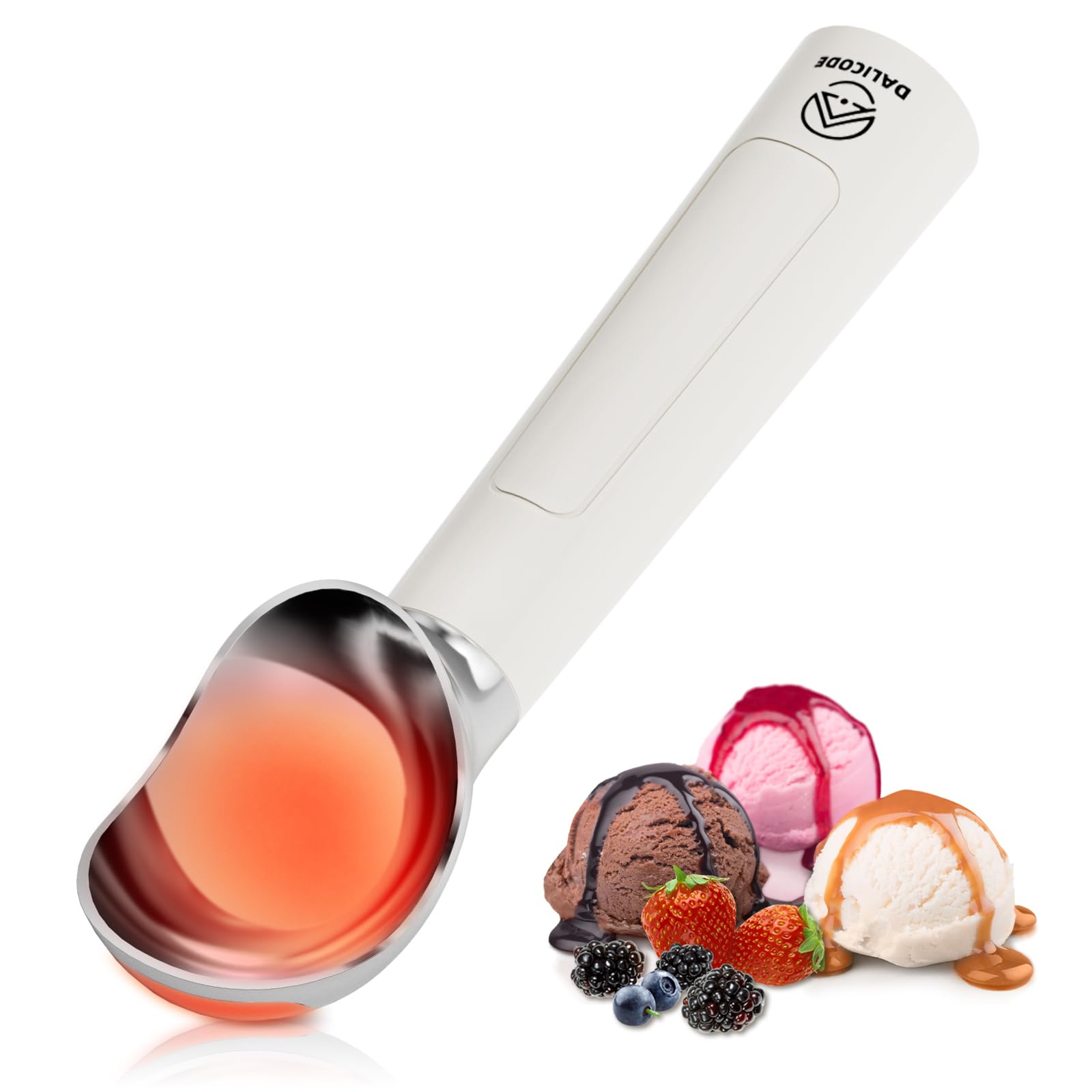 Dalicode heated ice cream scoop on the counter shows ready-to-use performance for hard ice cream.