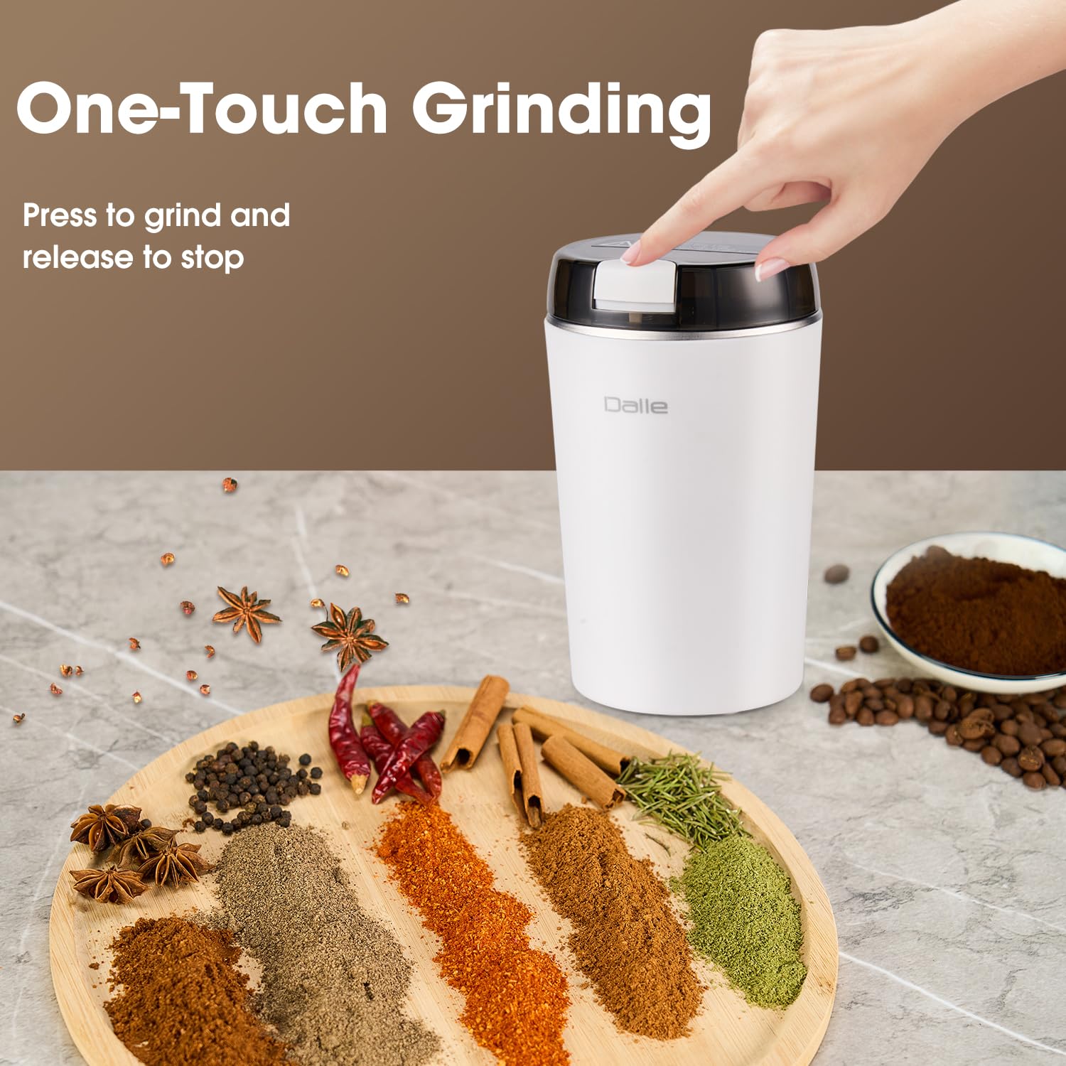 Dalle DG-001 compact travel-size grinder fits small kitchens and on-the-go use
