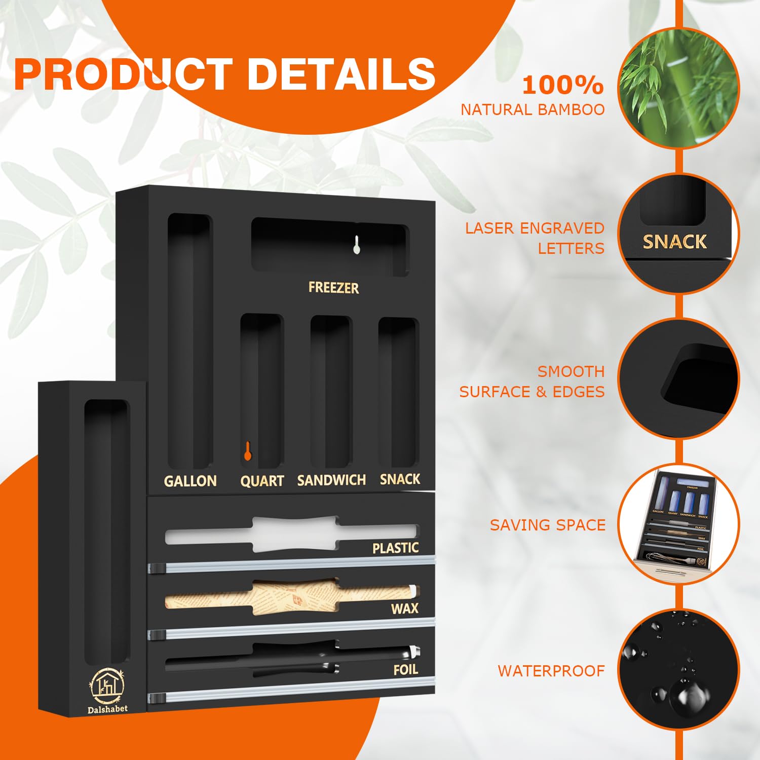 DALSHABET detachable and connectable design offers flexible placement on wall or counter.