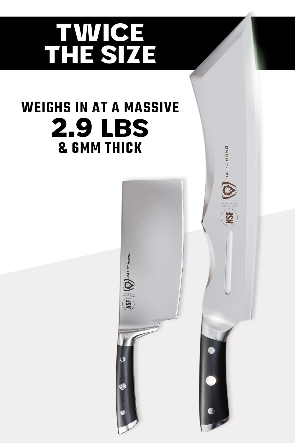 Dalstrong Annihilator 60HRC high-carbon steel blade for sharp performance.