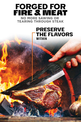 Dalstrong Barbarian blade Battle Scar pattern reduces friction in use