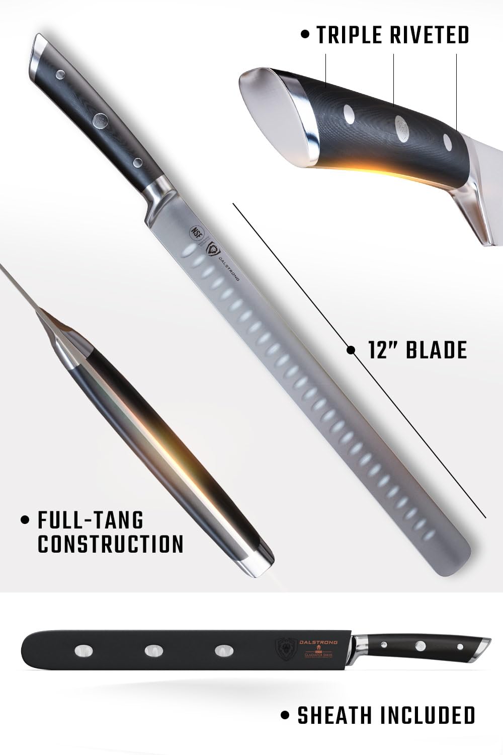 Dalstrong Gladiator Elite knife balance supports comfortable long slicing tasks