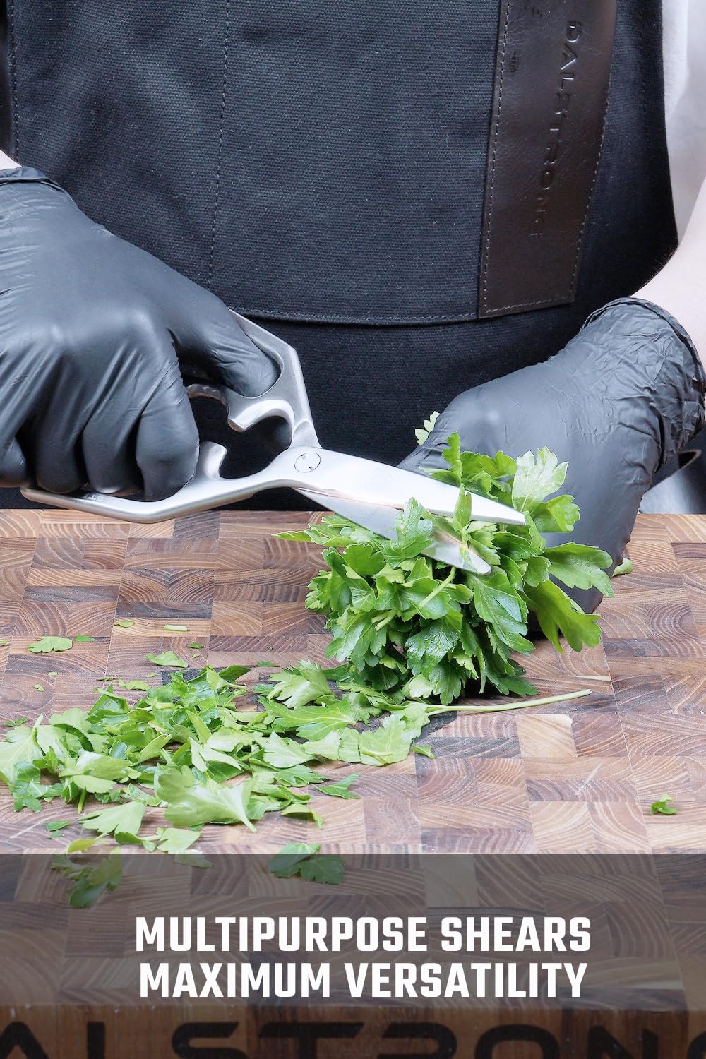 Dalstrong scissors 420J2 stainless steel blade delivers corrosion resistance and long-lasting sharpness.