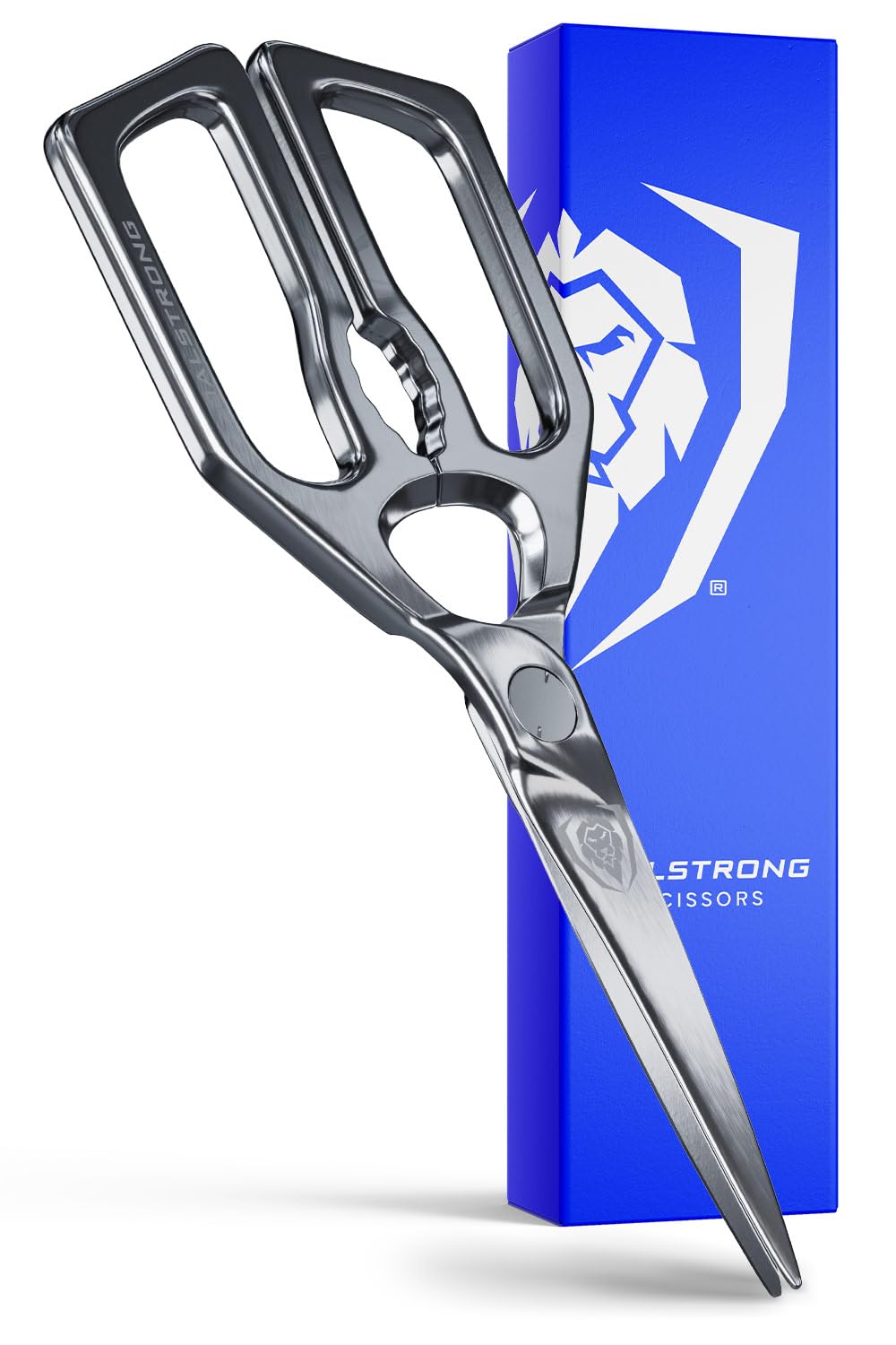 Dalstrong kitchen scissors all-purpose detachable blade for easy cleaning and versatile cutting.