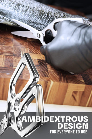 Dalstrong kitchen scissors built-in nut and shell cracker for quick prep.