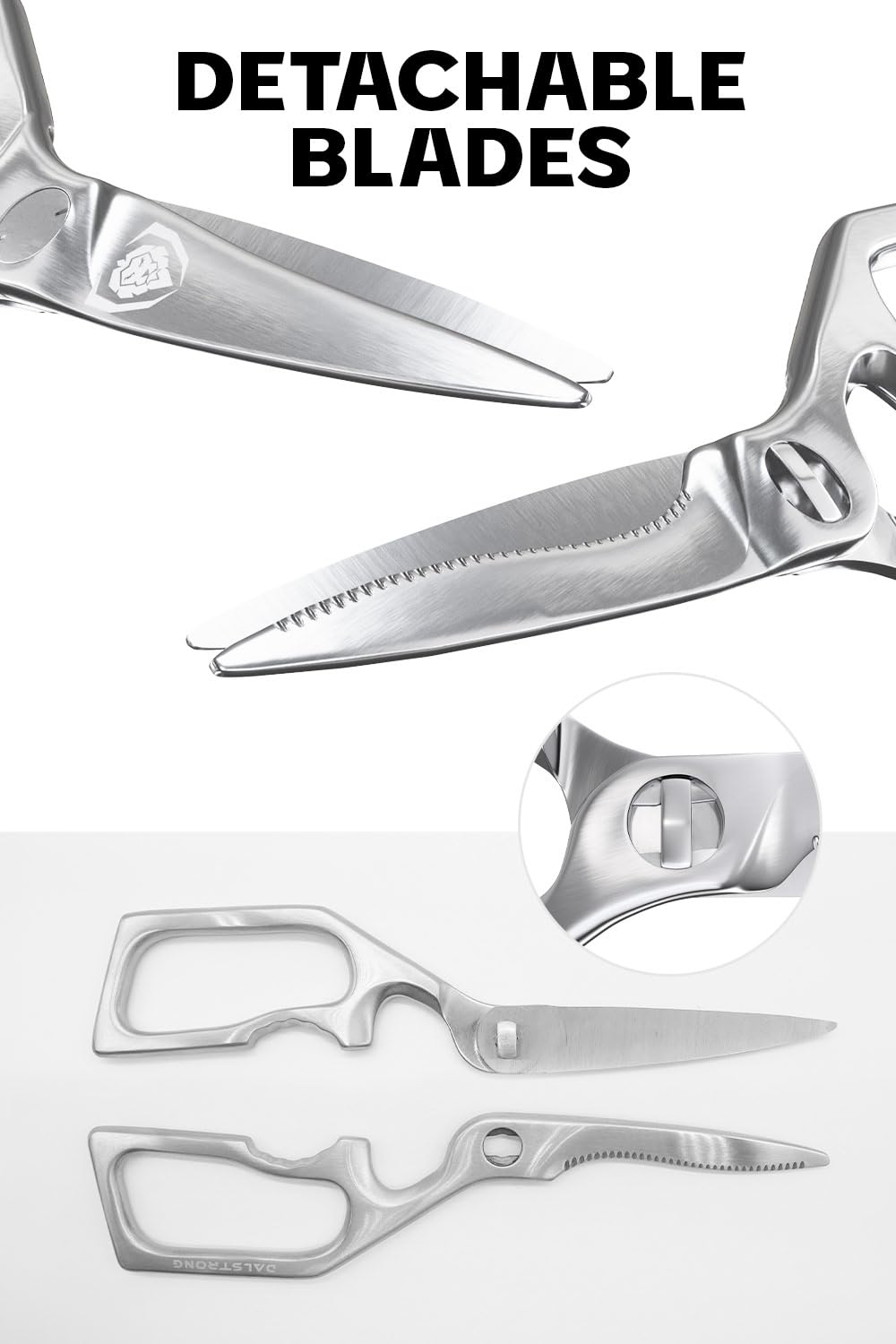 Dalstrong razor-edged blade for precise cuts across kitchen tasks.