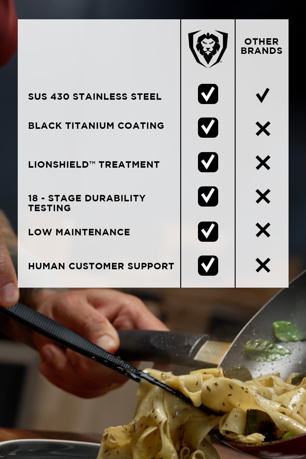 Dalstrong lifetime warranty badge indicating defect protection.