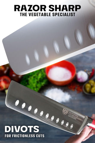 Dalstrong Nakiri crimson red ABS handle profile for comfort