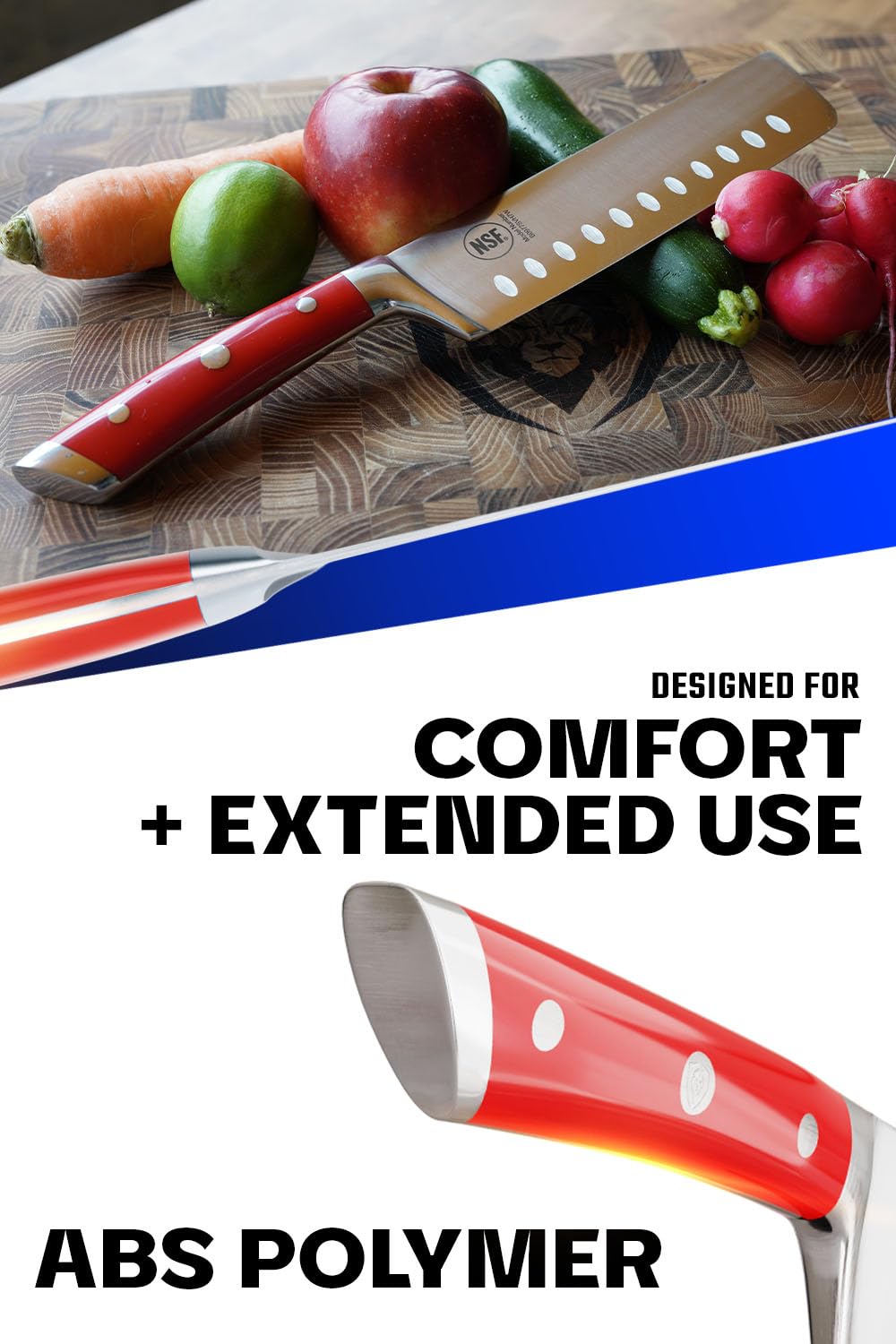 Dalstrong Nakiri edge at 16-18 degrees for clean cuts