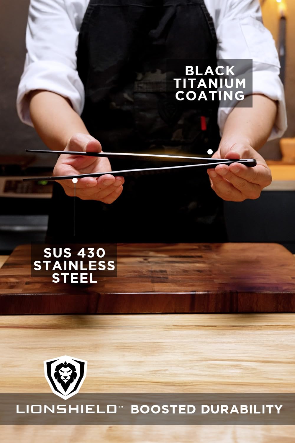 Dalstrong tool provides secure grip for delicate plating tasks.