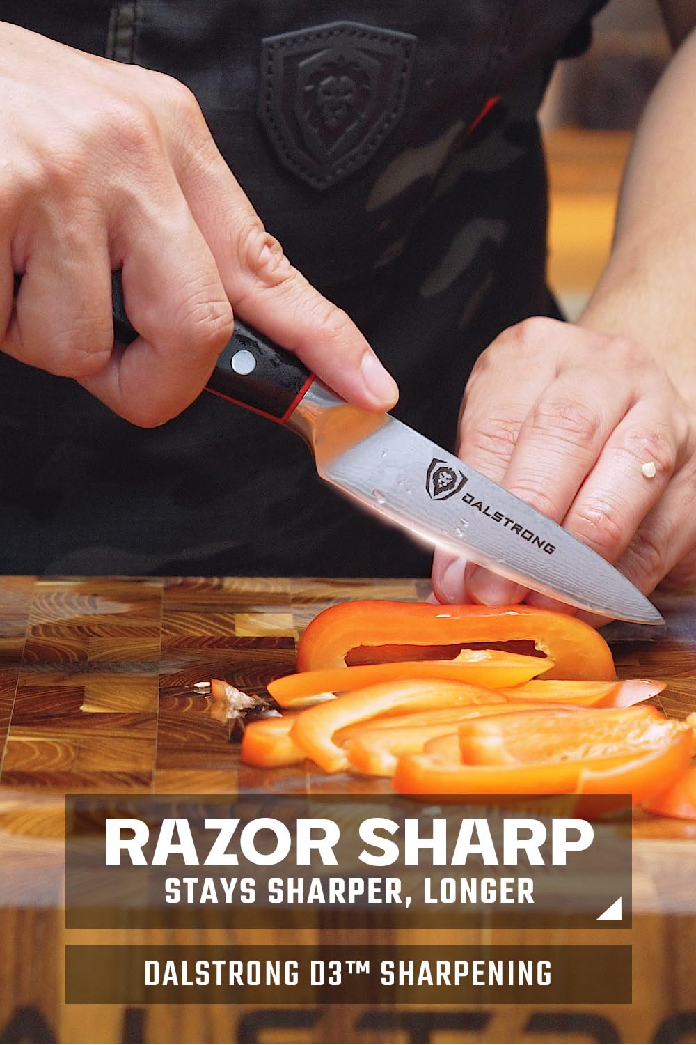 Dalstrong Shogun Elite paring knife handle emphasizes balance for comfortable daily use