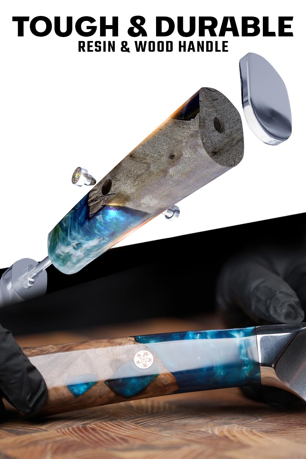 Leather Valhalla sheath protects the knife during storage and travel.