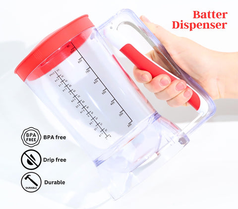 Dalup mess-free batter dispenser made from BPA-free plastic for daily use.