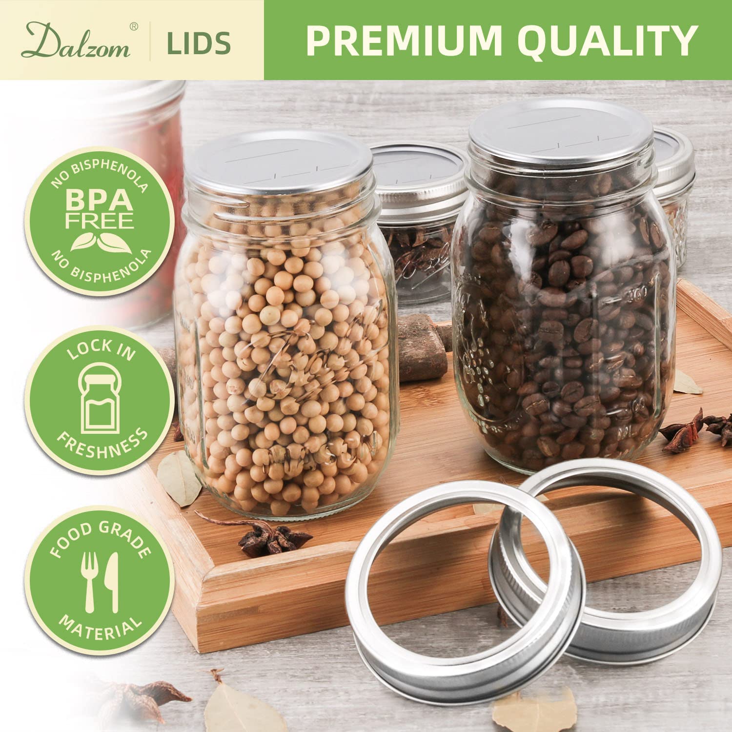Dalzom Ball/Kerr jar lid fit on standard jars for compatibility