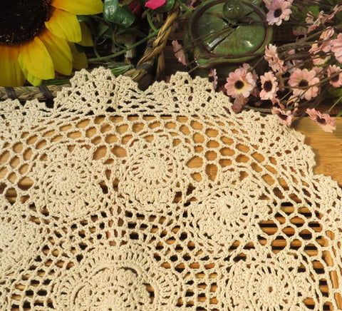 Damanni beige cotton doilies 2pc revitalize coffee table with timeless elegance