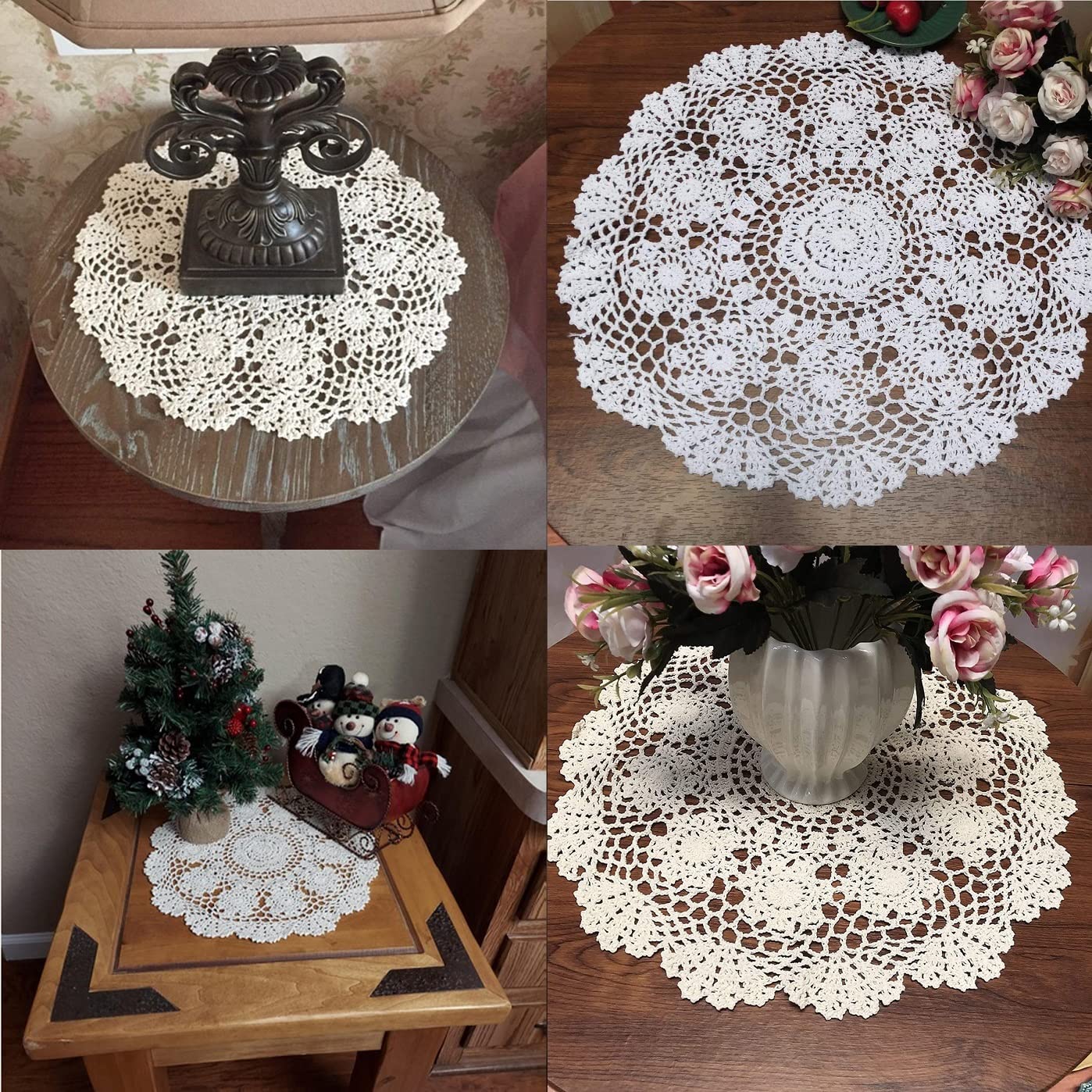 Damanni handmade crochet lace table overlay enhances centerpiece without overpowering decor