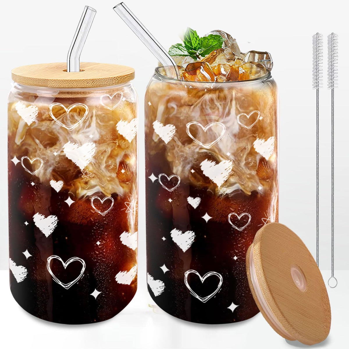 DAMCONME heart-tumbler with lid for stylish iced coffee and daily use