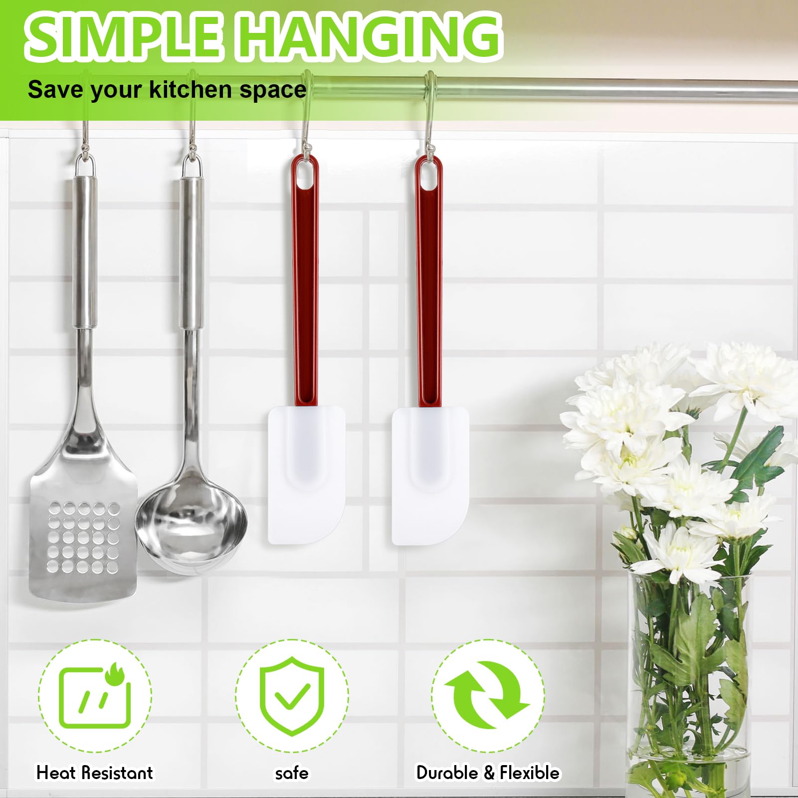 Dandat nylon-handle spatula design with comfortable grip for easy stirring.