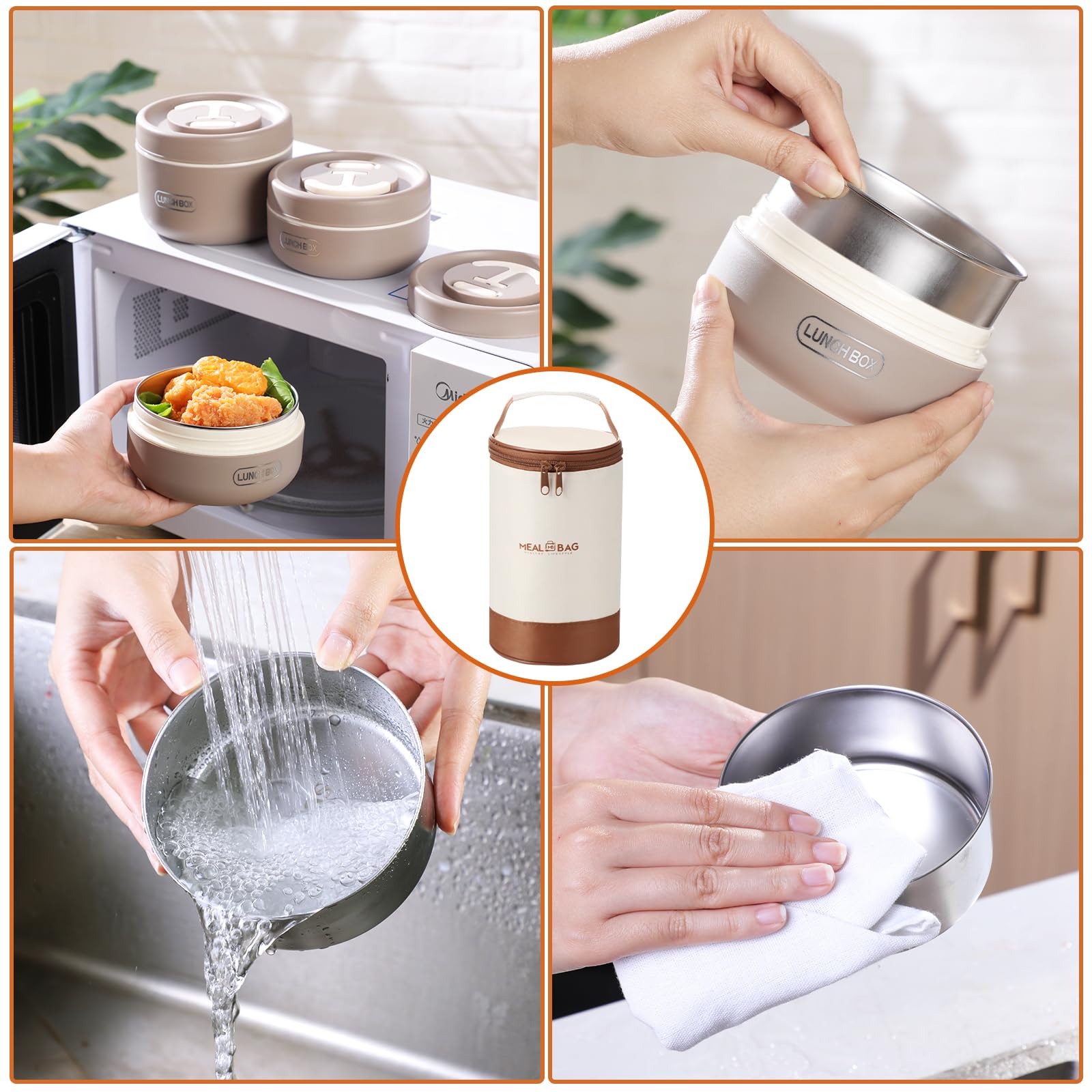 Dandat stainless steel spoon included for quick meals on the go
