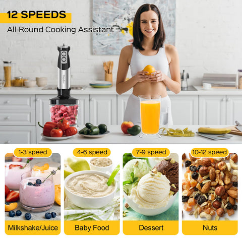 Danett 6-in-1 attachments including whisk and milk frother for versatile recipes.