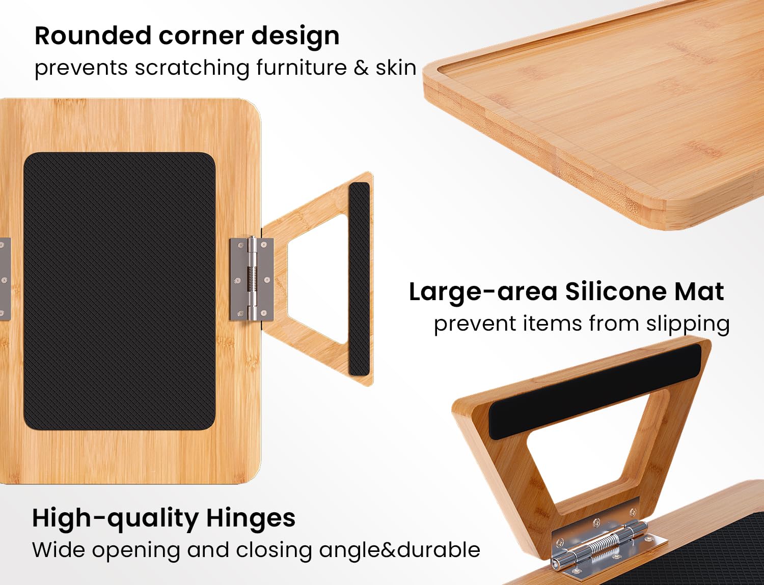 Danfoxer clip-on tray attaches securely to various sofa arms.
