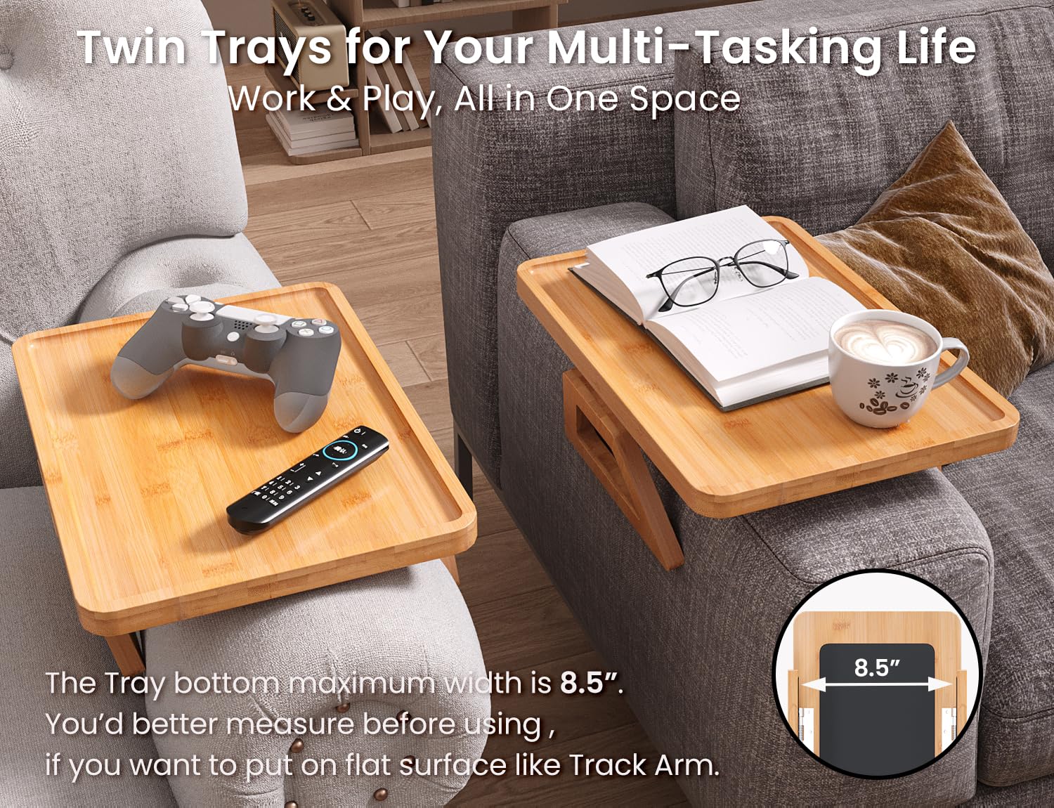 Danfoxer folding tray angle-adjustable for snacks and devices.