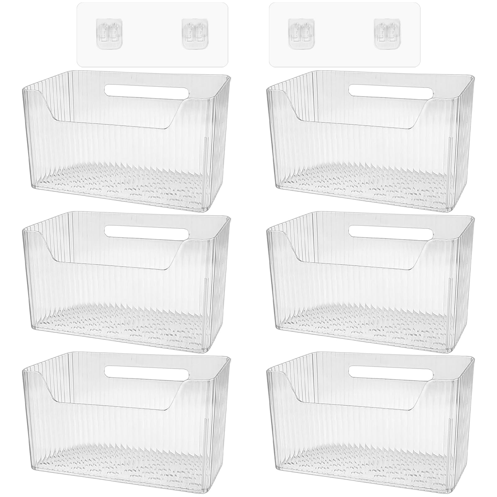 DANHMAO 6-pack wall-mounted storage bins in clear plastic for easy organization on any flat surface