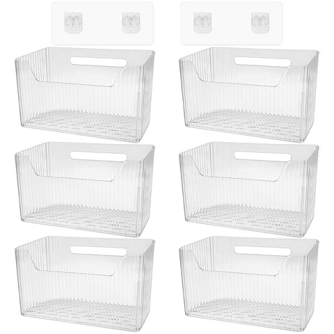 DANHMAO 6-pack wall-mounted storage bins in clear plastic for easy organization on any flat surface