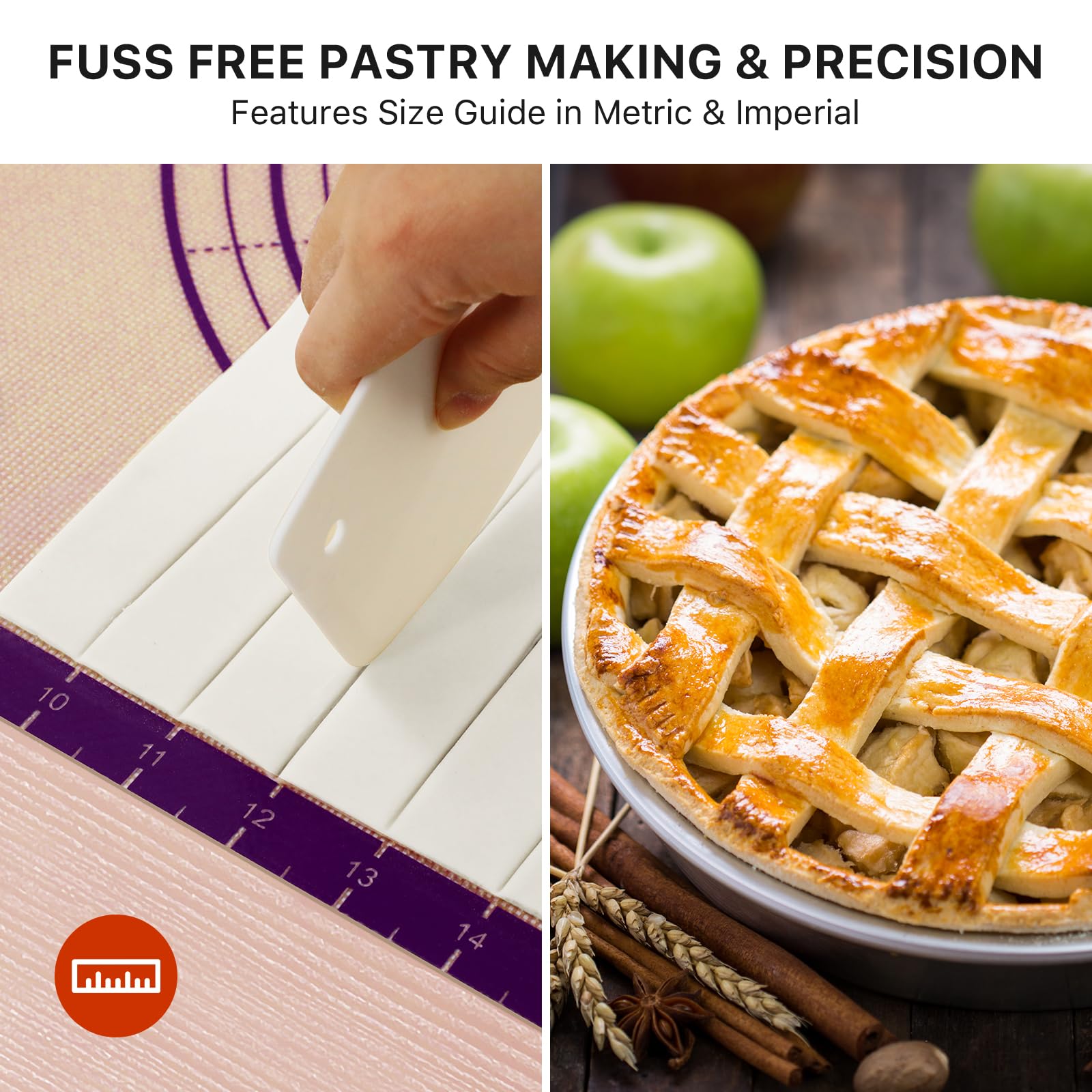 DANIA & DEAN baking mat withstands heat up to 450F for versatile use