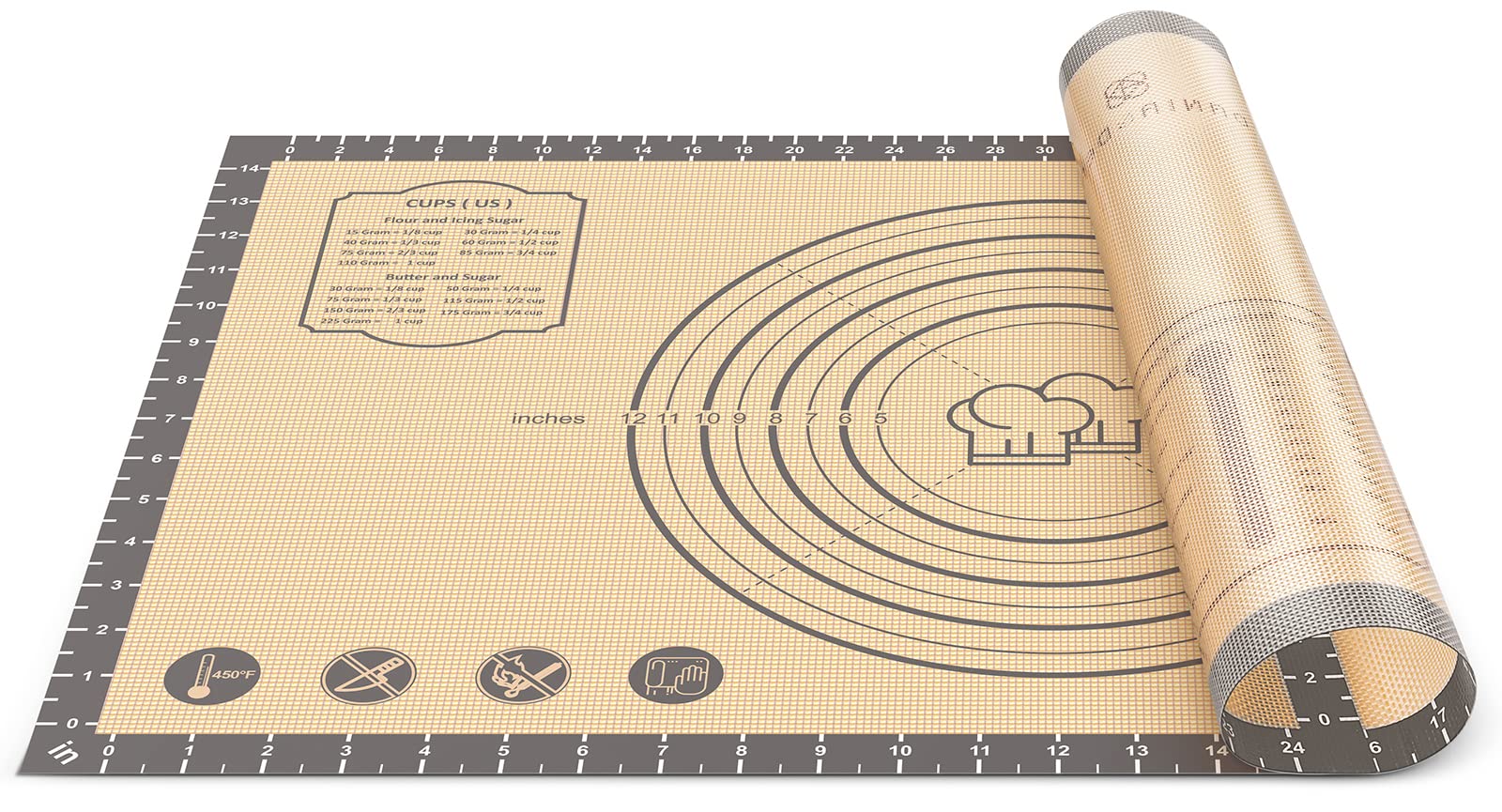 Dania & Dean baking mat 28x20 inch offers a large dough-prep surface.