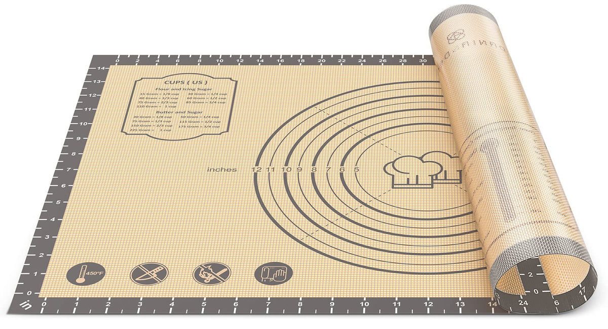 Dania & Dean baking mat 28x20 inch offers a large dough-prep surface.