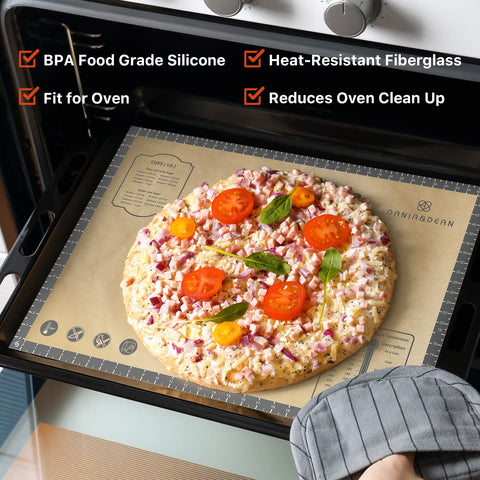 Dania & Dean baking mat rolling-dough highlights stable, non-slip grip.