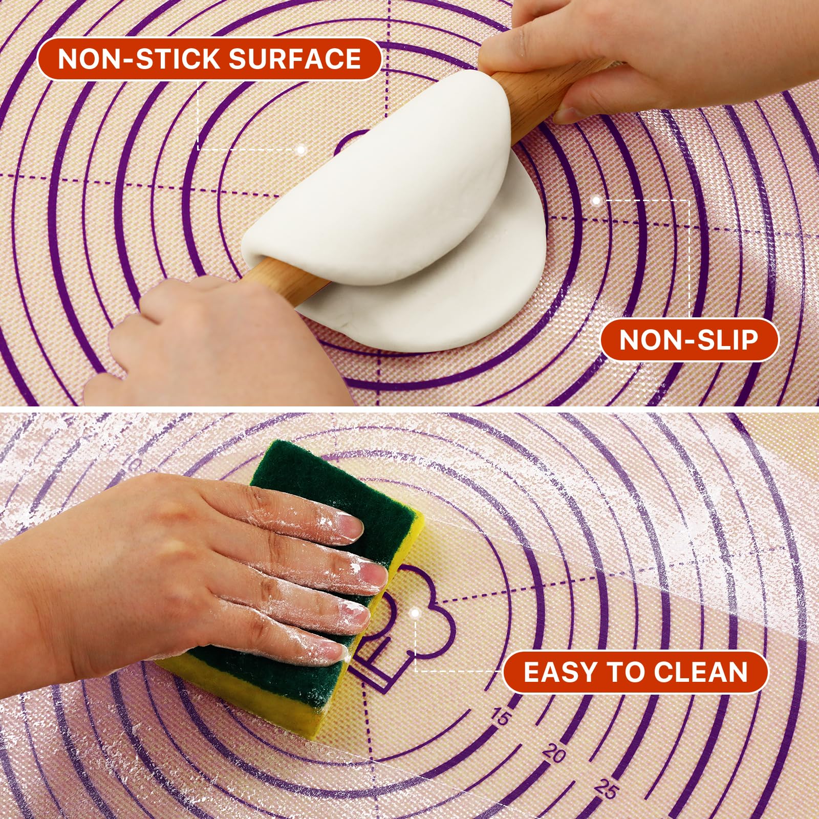 DANIA & DEAN non-stick surface for easy dough lifting