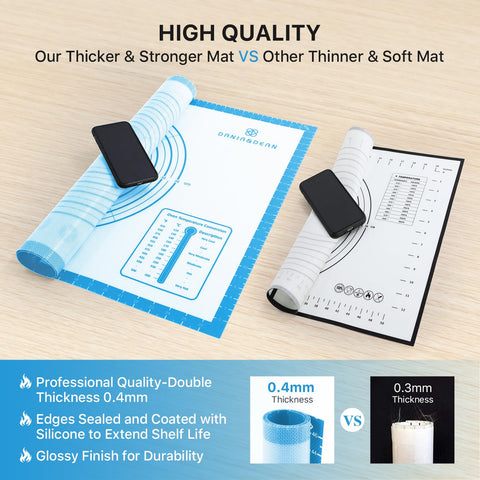 DANIA & DEAN dough rolling on grid-lined silicone mat